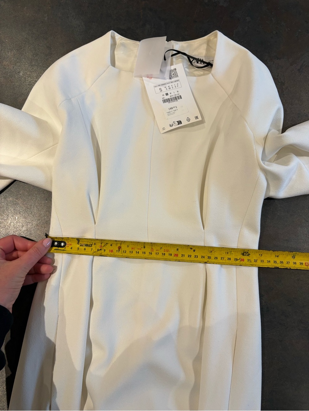 Zara White Long-Sleeve Formal Wedding Maxi Dress Small - Picture 9 of 10